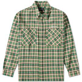 Represent Long Sleeve Flannel Shirt Brown amp Racing Green END US at End